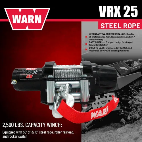 Vista 3 de WARN 101025 VRX 25 Powersports cabrestante con cable de acero