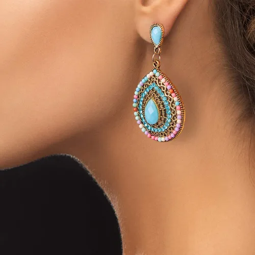 Vista 7 de 4 pares de aretes bohemios vintage, aretes colgantes, accesorios de joyería para mujer