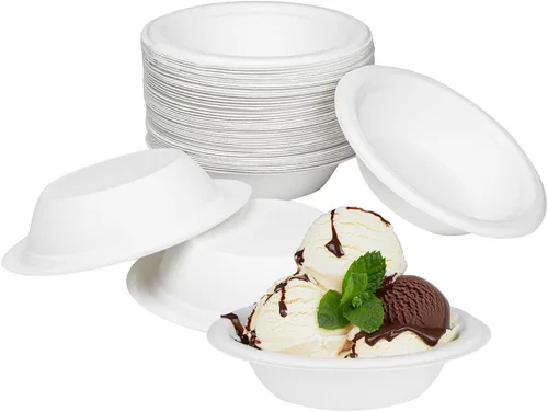 Vista 7 de KARAT EARTH KE-BBR12-1C PFAS - Cuenco redondo desechable compostable ecológico de 12 onzas, 1 compartimento, color blanco, caja de 1000