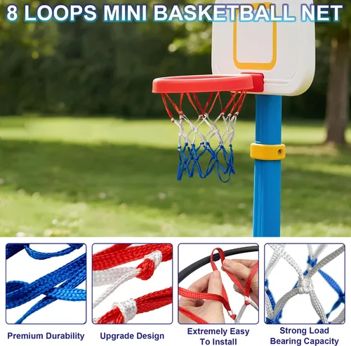 Vista 5 de LAO XUE 2 Pack Mini Basketball Net Replacement,8 Loops Indoor Outdoor Nets,Suitable for Doors and Walls