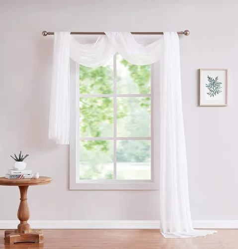 Vista 18 de LinenZone increíbles cizallas Use Window Valance Scarves as Canopy Bed or Backdrop Curtains, Curtain Scarf, Wedding Draping or Sheer Fabric for