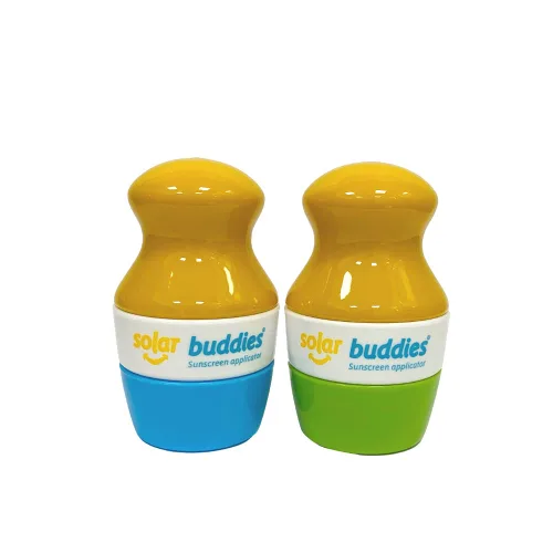 Vista 7 de Solar Buddies Aplicador de protector solar – Paquete azul de 2 – Protector solar de esponja roll-on recargable sin BPA, crema solar y aplicador