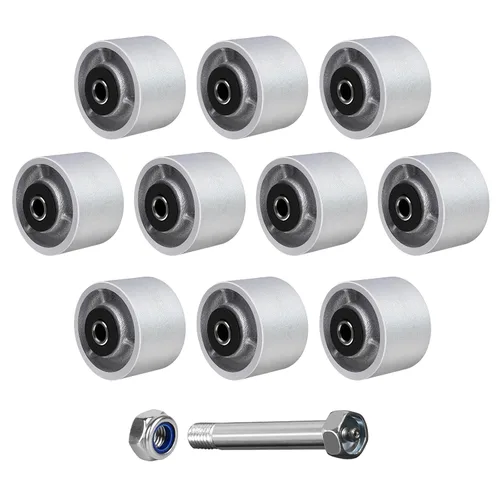 Vista 15 de Ruedas industriales de 3" x 2", rueda de hierro fundido de acero – Rueda de servicio pesado – Capacidad de 800 libras cada una, rodamiento