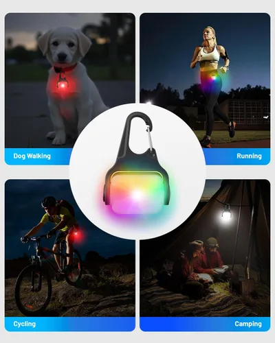 Vista 7 de Paquete de 2 luces para collar de perro, luces para perros para caminar por la noche, 4 modos, luz impermeable para perros con clip recargable