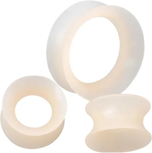 Vista 5 de Pierced Owl - Tapones de túnel de silicona ultra finos de doble acampanado en tono carne, se venden por par