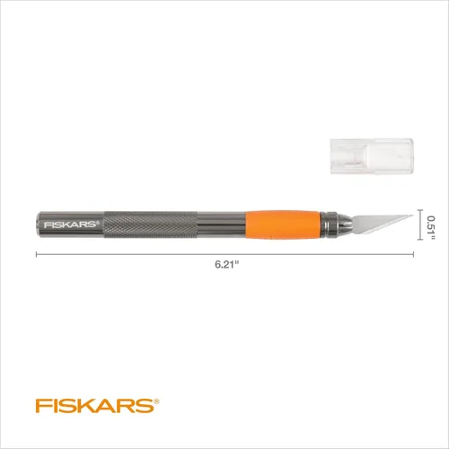Vista 6 de Fiskars Cuchillo de manualidades con detalles, regalos geniales para hermano, incluido con cubierta protectora, 8 pulgadas, cuchillo Exacto
