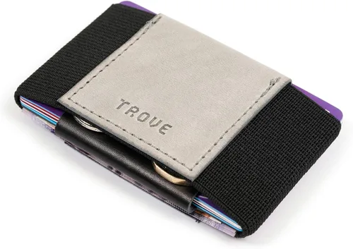 Vista 2 de TROVE Cartera Cartera delgada minimalista de cuero de grano completo y tarjetero, Negro, Minimalista