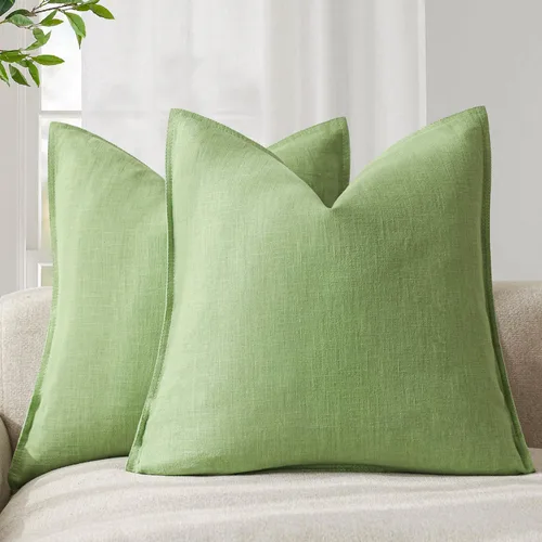 Vista 11 de Foindtower Juego de 2, Fundas Decorativas de Almohada de Lino Sólido Suaves Fundas de Cojín Europeo de Acento Estilo Granja Neutral para Silla Sofá