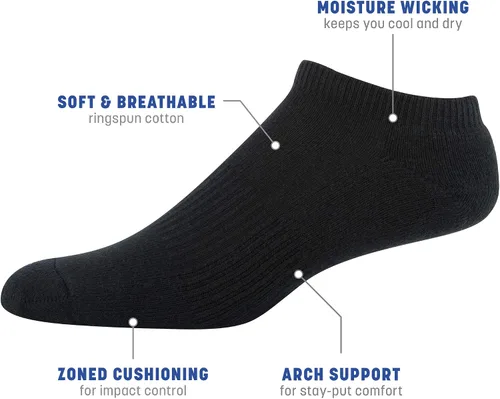 Vista 2 de Gildan Calcetines invisibles de algodón activo para hombre, 10 pares