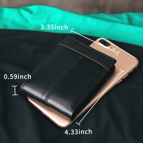 Vista 3 de Mens Wallet Slim Genuine Leather RFID Thin Bifold Wallets For Men Minimalist Front Pocket ID Window 12 Card Holders Gift Box