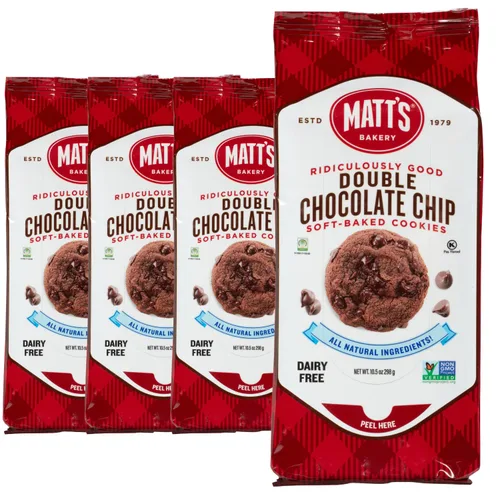 Vista 5 de Matt's Bakery Galletas con chispas de chocolate, horneadas suaves, sin OMG, ingredientes totalmente naturales; 4 bolsas (10.5 onzas cada una)
