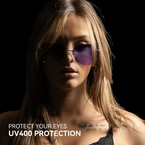 Vista 14 de ZENOTTIC Lentes de sol sin montura de gran tamaño para mujer, diseño geométrico de corte de diamante, lentes degradados, protección UV, tonos de moda
