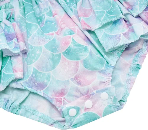Vista 7 de UNICOMIDEA Ropa de bebé para niñas de 0 a 18 meses, body de manga con volantes y diadema