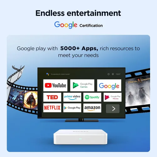 Vista 6 de KP1 Android TV Box Google Certified 4K Streaming Device 2GB RAM 16GB ROM con búsqueda por voz, Chromecast integrado Dolby Audio WiFi5 Bluetooth 5.0