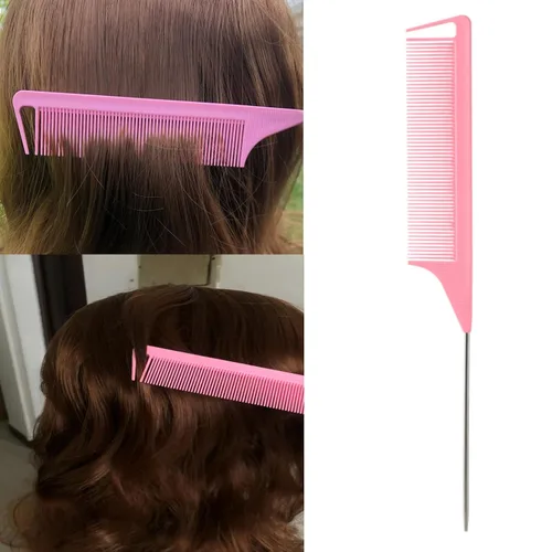 Vista 6 de 5 piezas de juego de cepillo Slick Back con herramienta Topsy Tail, cerdas para estirar, peine de rata para peinado de cabello de mujeres y niñas