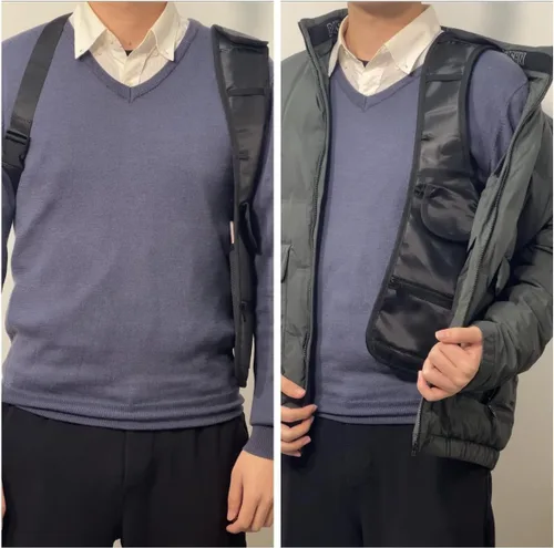 Vista 5 de Bolsa de hombro oculta multiusos mejorada para las axilas