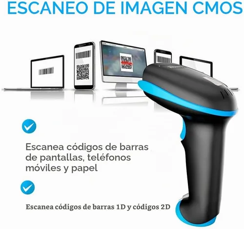 Vista 5 de NADAMOO Escáner de código QR Escáner de código de barras inalámbrico 2D con soporte Soporta escaneo de pantalla CMOS de mano Lector de código