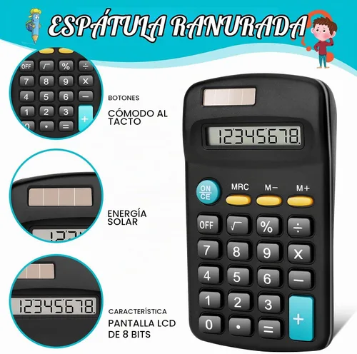 Vista 3 de Paquete de 24 mini calculadoras básicas, pantalla de 8 dígitos, batería solar y alimentación de CA, portátil para oficina, escuela y hogar