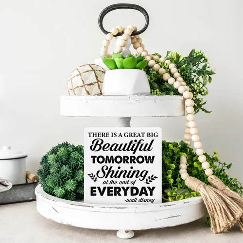 Vista 5 de Inspirational Quote Wooden Box Sign Desk Decor for Home Office Shelf Beautiful