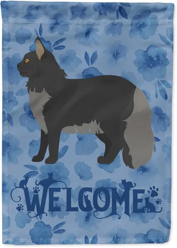 Vista 295 de Caroline's Treasures CK4813CHF - Bandera de bienvenida con gato abisinio azul, manga grande, para porche, para colgar en la pared, poliéster