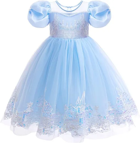 Vista 54 de Frozen - Vestido de princesa Elsa para niñas, disfraz de Halloween, Navidad, cumpleaños, fiesta, vestido de tul con accesorios