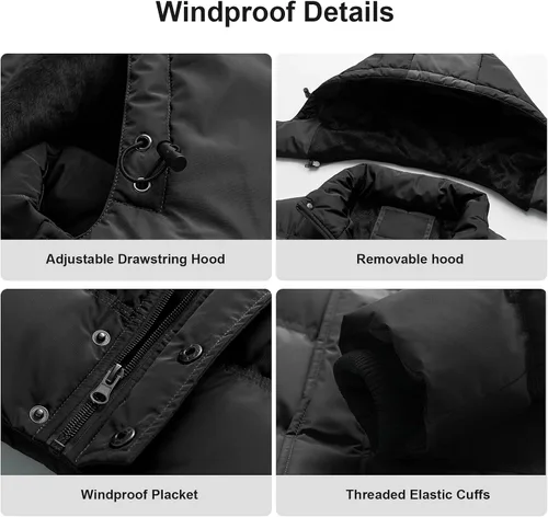 Vista 5 de Pursky Chaqueta acolchada impermeable para hombre, abrigos de burbujas de invierno, parka de esquí con capucha