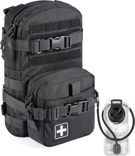 Vista 12 de Paquete de Hidratación Táctica Pequeña MOLLE Transportador de Vejiga de Agua para Exteriores para Chaleco Mochila, Negro, Mochilas Daypack