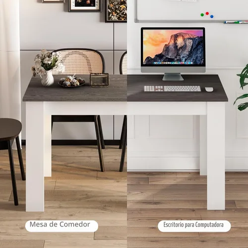 Vista 6 de Giantex Mesa de comedor de madera, mesa de cocina moderna para 4, mesa de comedor rectangular para cocina, comedor, sala de estar, muebles