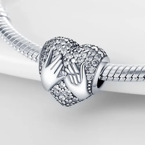 Vista 2 de Abalorio de plata de ley 925 para pulseras y collares Pandora para mujer, circonitas cúbicas 5A, cuentas de joyería