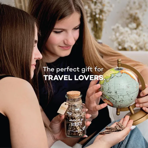 Vista 3 de Where to Go Next – Tarro de destino de viaje Regalo de viaje ecológico para viajeros, parejas y aventureros 100 lugares tallados de madera