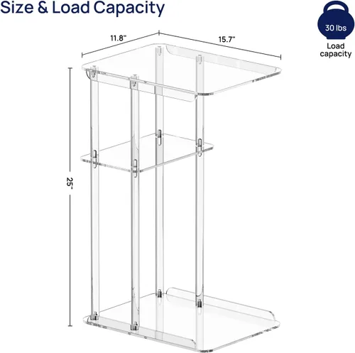 Vista 3 de HMYHUM Mesa auxiliar de acrílico transparente, mesa auxiliar en forma de C para sofá, pequeñas mesas de aperitivos para sala de estar, dormitorio