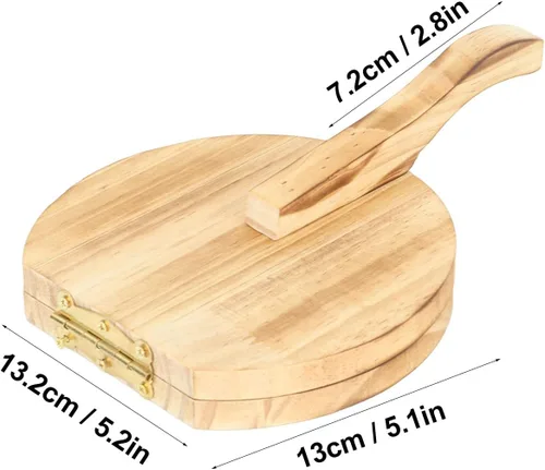 Vista 2 de Herramienta de prensado de masa, herramienta de prensa de tortilla de maíz de madera, molde para hacer albóndigas con mango antideslizante