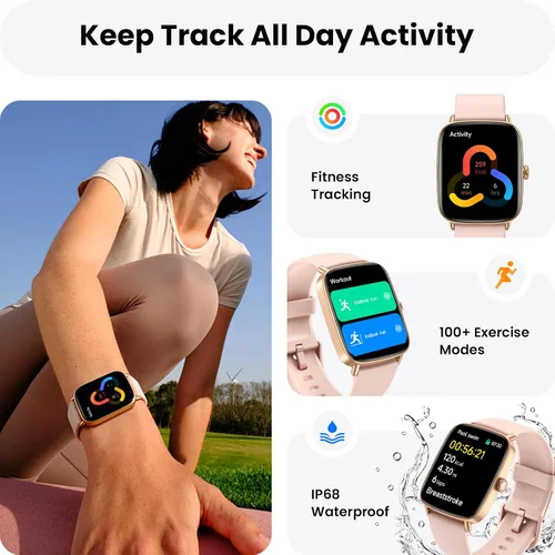 Vista 3 de ENOMIR Reloj inteligente para mujer, monitoreo de la salud del teléfono con Rosa
