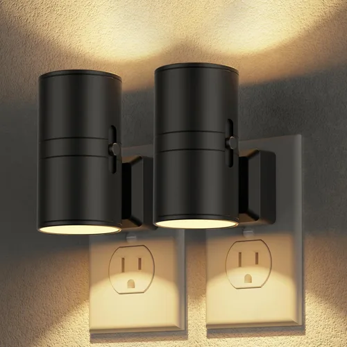 Vista 32 de JandCase - Luz nocturna enchufable, luz nocturna giratoria con 3 colores, regulable