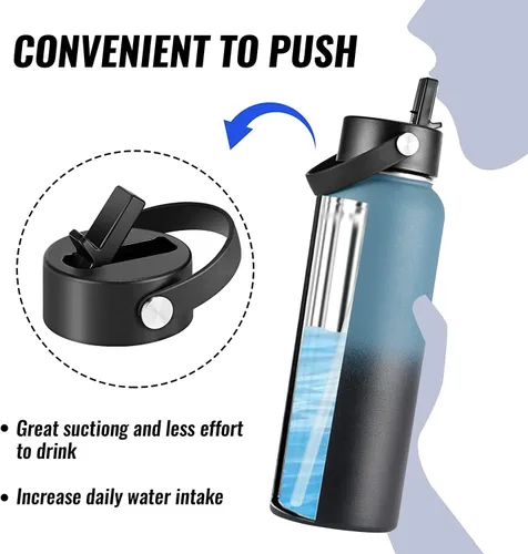Vista 4 de HYDROWION Tapa de popote para Hydro Flask de boca ancha, compatible con la mayoría de botellas de agua deportivas de 12, 16, 18, 20, 32, 40, 64