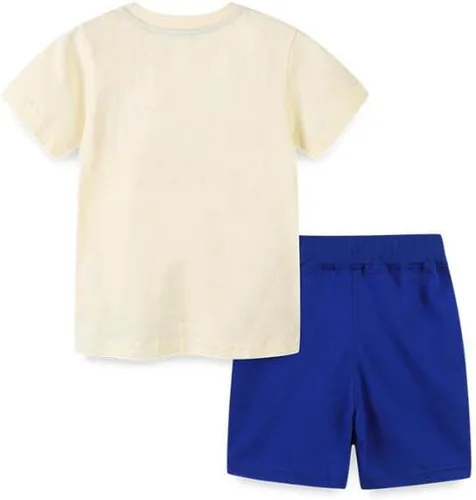 Vista 2 de warmstraw Conjunto corto de algodón para niños pequeños, camiseta y camiseta de manga corta, 2 piezas