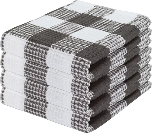 Vista 30 de PurpleEssences Trapos de cocina a cuadros con tejido de gofre, 100% algodón, 12 x 12 pulgadas, suaves, absorbentes, de secado rápido, trapos