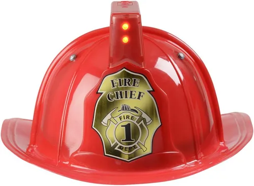 Vista 8 de Jr. - Casco rojo de bomberos con luces y sirena, sombrero de disfraz para niño