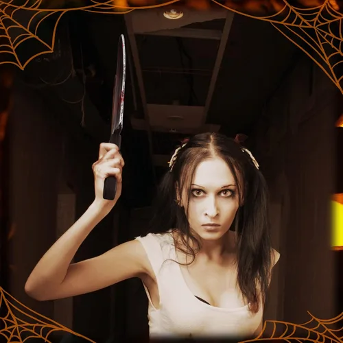 Vista 7 de Vinsot Juego de cuchillos de plástico de Halloween de 9 piezas, accesorios