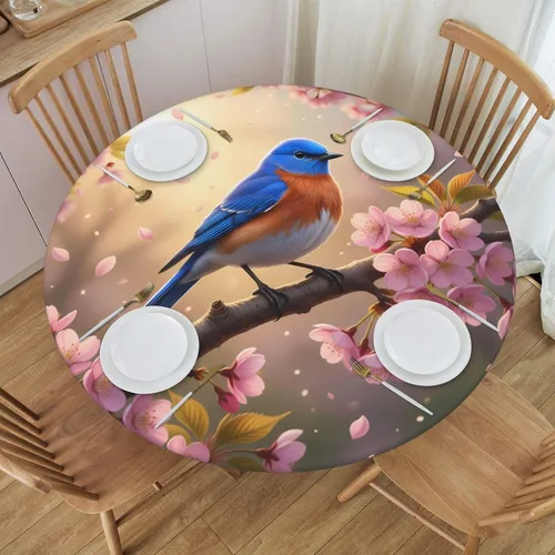Vista 57 de Decorative Round Tablecloth Fitted Elastic 26" - 30" Butterfly Waterproof Table Cloth Cover Stretch Table Pad Cover for Parties Weddings Banquet