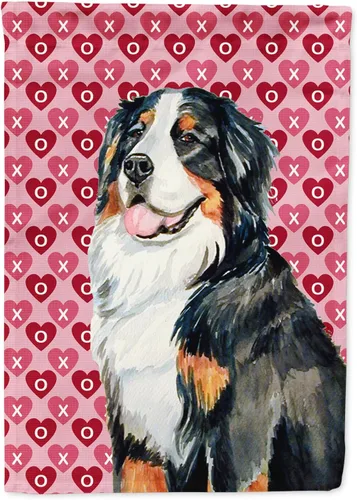 Vista 143 de Caroline's Treasures SS4484GF Bandera de jardín con diseño de bulldog inglés y corazones para el Día de San Valentín, bandera decorativa para patio