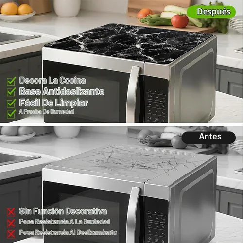 Vista 5 de Tapete para microondas, protector antideslizante resistente al calor, protector de mostrador, tapete impermeable y borrable sin lavado para Negro