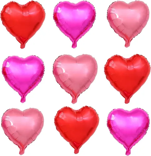 Vista 11 de Giga Gud 30 globos de papel de aluminio, de 18 pulgadas, rosa intenso y rosa macarrón, con tema de amor, perfectos para proponer matrimonio, boda