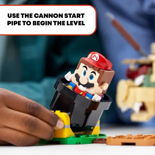 Vista 7 de LEGO Kit de construcción de 1,152 piezas de dirigible de Super Mario Bowser, revela el interior detallado, incluye Kamek, llave rocosa, Goomba