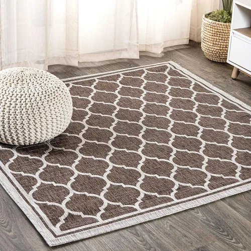 Vista 26 de JONATHAN Y Tapete marroquí con diseño enrejado para interiores y exteriores, 2 x 8 pies, marrón/beige, tejido texturizado de trébol para patio
