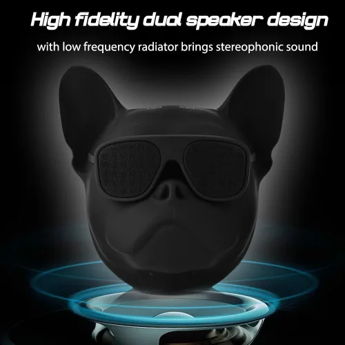 Vista 2 de PUSOKEI Mini altavoz portátil inalámbrico de Bulldog francés para exteriores con súper graves estéreo, altavoz fresco personalizado para fiesta