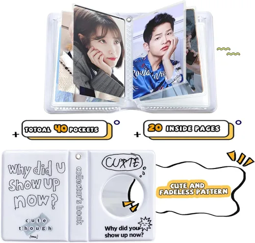 Vista 2 de Carpeta de tarjetas fotográficas de 3 pulgadas, 40 bolsillos Kpop para tarjetas fotográficas, mini álbum de fotos portátil, bonita carpeta Kpop
