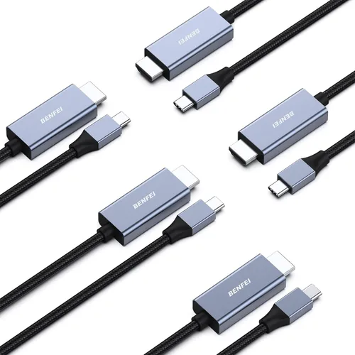 Vista 10 de BENFEI Paquete de 2 cables USB C a HDMI de 3 pies, cable USB tipo C a HDMI, Thunderbolt 3/4 compatible con iPhone 15 Pro/Max, MacBook Pro/Air 2023