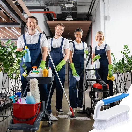 Vista 6 de Lallisa 12 piezas de cepillos para limpieza con mango, cómodo de agarrar, resistentes, flexibles y rígidas, cepillos a granel para ducha, baño, verde