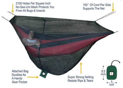Vista 5 de Hammock Bliss Mosquitera Capullo - La mejor red de hamaca para insectos con malla a prueba de insectos que no se ve Um - Haz que la hamaca